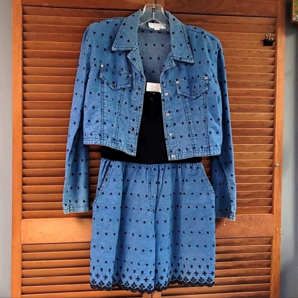 Vtg Cache Denim Romper & Jean Jacket